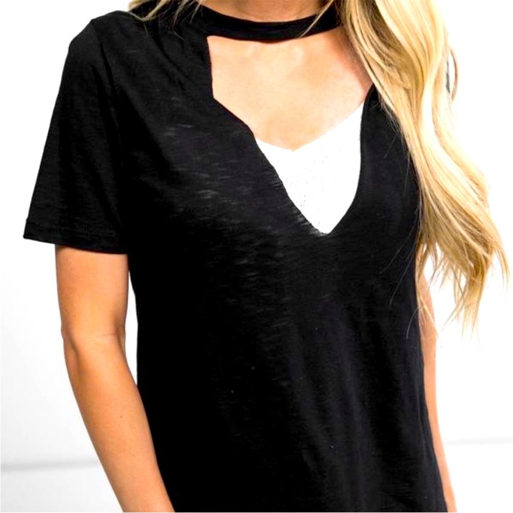 Stevie Hender - Lollie Black Cut-Out Choker Tee - Black